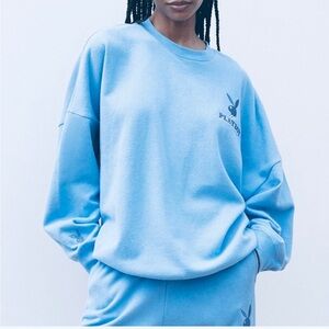 PLAYBOY Light Blue Logo Sweat shirt